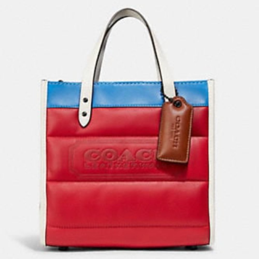 Coach Field Tote 22 With Colorblock Quilting And Coach Badge - Picture 3 of 16